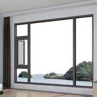 Ventanas Modernas de Triple Vidrio Abatibles, Insonorizadas, con Marco de Aleación de Aluminio Térmico, Barra de Seguridad, para Cocina, Villa, Hotel, Apartamento