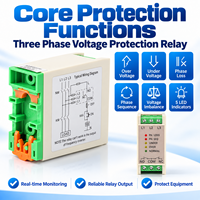 Relais de surveillance de tension triphasé 380V, protection contre les surtensions, les sous-tensions et les pannes de phase, protection sur rail DIN