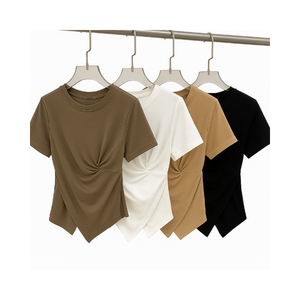 High Quality Full Sleeve <b>Mandarin</b> <b>Collar</b> Twisted Waist Slim Fit Eco-Friendly T-<b>Shirt</b> Breathable Quick Dry Comfortable Vietnam - Product Image 1