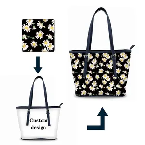 Designer Daisy Pattern Leather Tote Bag Custom Korean Handbags 2023 Large Tote Bag Luxury Lightweight For Women