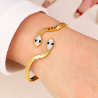 Bracelet en acier inoxydable en forme de serpent dynamique avec diamants incrustés, bracelet tendance, accessoire inaltérable