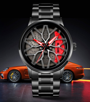 Reloj de Cuarzo para Hombre, Diseño Simple y Elegante, Cristal de Alta Calidad, Correa de Acero Inoxidable, Resistente al Agua, Caja de Aleación, Esfera con Diseño de Rueda de Auto, Venta al Por Mayor