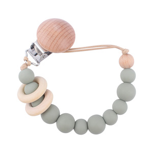 Clip de sucette bébé en silicone en bois pendentif en forme de coeur accessoire anti-chute pour porte-tétine factice - Product Image 6