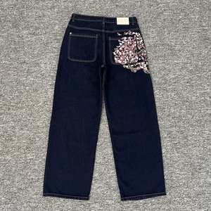 <span class=keywords><strong>Jeans</strong></span> DERSCHUTZE da <span class=keywords><strong>Uomo</strong></span> Ricamati con Fiori, Pantaloni Larghi in Denim Pesante con Grafiche Floreali, Stile High Street, all'Ingrosso - Product Image 1