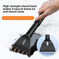 Brosse à neige détachable pour voiture à quatre rangées de poils orange, en ABS haute résistance et résistant au gel, multi-usage, montée sur véhicule