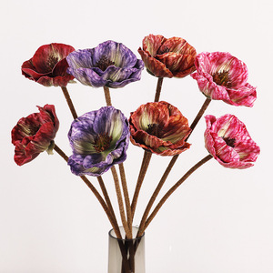 ดอกป๊อปปี้ประดิษฐ์ผ้าไหมจำลองคุณภาพสูงตกแต่งบ้านอุปกรณ์ประกอบฉากงานแต่งงาน 8 ชิ้นหลากสี - Product Image 1