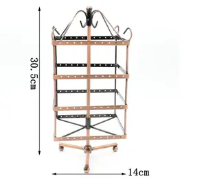 Présentoir à bijoux Exquis 6 couches Round Rotating Earring Display Hanger Jewelry Storage Rack Spinner