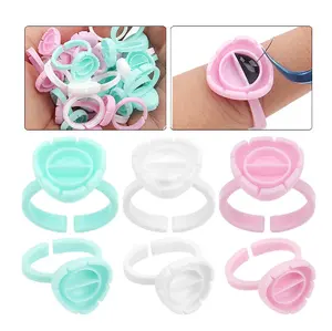 Wholesale 100pcs/pack Plastic Disposable Eyelash Extension Glue Holders Heart Shape Ring For Eyelash Glue