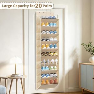 ที่เก็บรองเท้าแบบแขวนประตู 10 ชั้น พร้อมช่องเก็บของลึกสำหรับรองเท้า 20 คู่ - Product Image 6