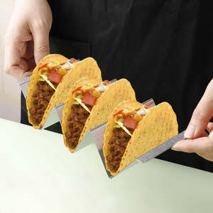 Soporte para Tacos <span class=keywords><strong>Mexicanos</strong></span> de Acero Inoxidable al por Mayor, Bandeja Ondulada para Panqueques y Tartas, Utensilio de Repostería y Cocina - Product Image 2