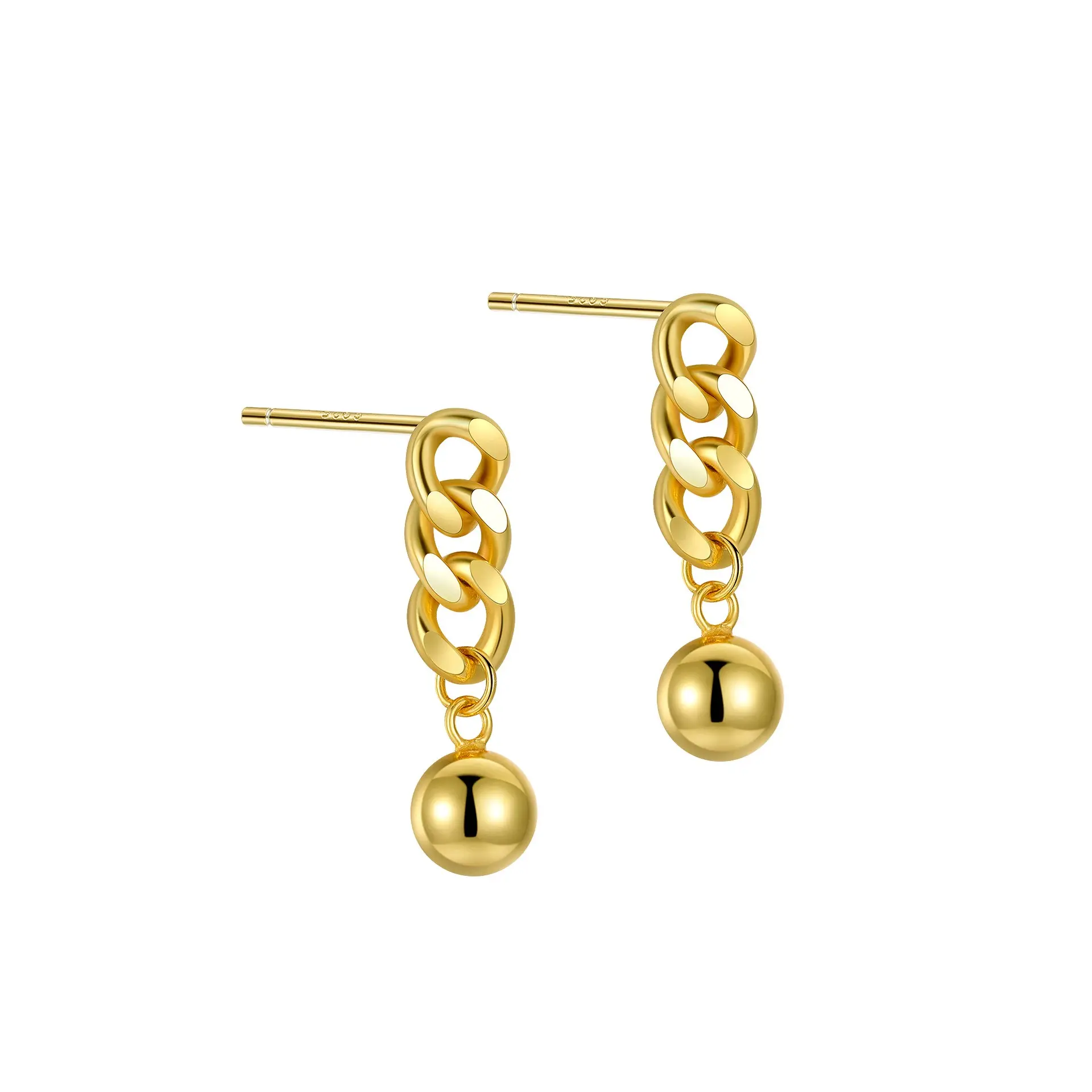Wholesale Fashion Gold Color 925 Sterling Silver Beads Chain Tassel stud Earring Chain Long Dangle Earrings for Women