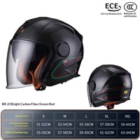 Casco BEON BR23 de Fibra de Carbono 3/4 con Doble Visor, Certificado 3C, Diseño Retro Abierto para Motocicleta y Bicicleta Eléctrica, Ligero para Todas las Estaciones