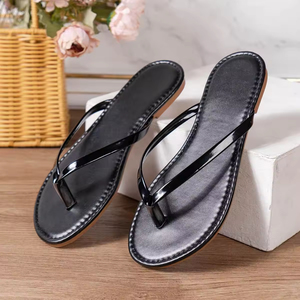 Lowest Price Ladies Plus Size Fashion Gold Peep Toe Flat Bottom Soft Beach Slides Flip Flops <b>Slipper</b> for Women - Product Image 4