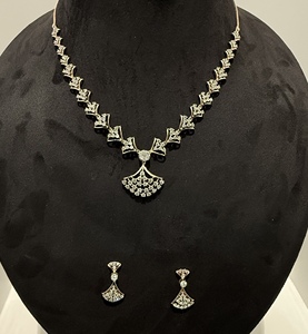 Ensemble collier naturel avec boucles d'oreilles 14K/or bijoux Dia véritable élégant et luxueux - Product Image 2