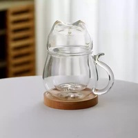 Set Cangkir Kaca Tahan Panas Ramah Lingkungan Tiga Buah Terbaru, Tahan Lama, 450ml, Bentuk Tidak Beraturan, Desain Modern Minimalis