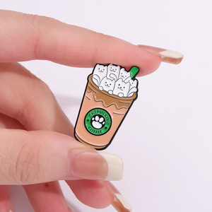 Vente chaude nouveau alliage broche dessin animé chat chaton crème glacée café <span class=keywords><strong>Mik</strong></span> thé en forme de peinture au four Badge étiquette émail broche accessoires - Product Image 4