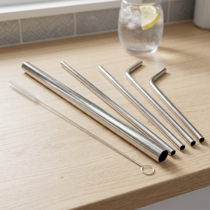 Stainless Steel <b>Drinking</b> <b>Straws</b> 5-Pack Reusable Bar Accessories Minimalist Design Metal <b>Straws</b> <b>for</b> Cocktails and Beverages - Product Image 4