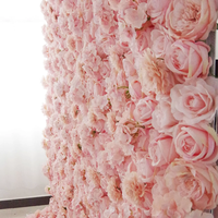 Toile de fond de mariage romantique en soie artificielle, motif floral de roses, taille personnalisable, écologique, 8 pieds x 8 pieds, décoration rose rosé