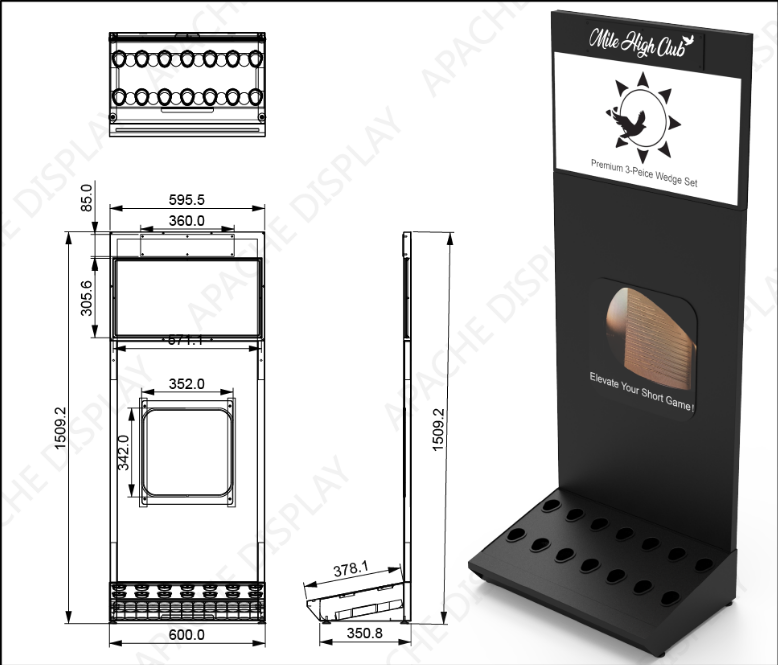 Customized Metal Golf Wedge Display Stand 3 Piece Set Organizer for Golf Shops & Retail Store — view 2