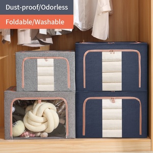 Hiqh qualité tissu grille boîte de rangement vêtements tissu placard organisateur dropshipping bolsa de almacenaje ropa boîtes de rangement & bacs - Product Image 4