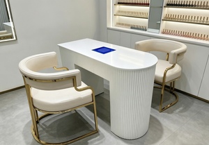 Ensemble <span class=keywords><strong>table</strong></span> et chaise de <span class=keywords><strong>manucure</strong></span> en <span class=keywords><strong>bois</strong></span> blanc, mobilier de salon moderne, <span class=keywords><strong>table</strong></span> à ongles avec collecteur de poussière, à vendre - Product Image 2