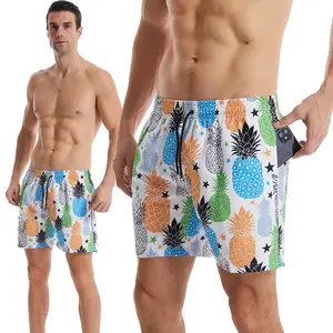 Vente en gros de shorts imprimés sur toute la surface vêtements hawaïens shorts de sport de plage en soie de glace pour hommes pantalons à séchage rapide pour hommes