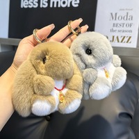 Porte-clés de voiture et pendentif de sac en peluche lapin Rex mignon, style dessin animé