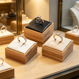 Luxury Square Bamboo Jewelry <b>Ring</b> <b>Box</b>, Custom Print Logo Wooden <b>Ring</b> Display Stand for Wedding <b>Proposal</b> <b>Ring</b> Packaging - Product Image 3