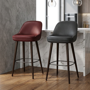 Wholesale Mid-Century Modern Velvet <b>Bar</b> <b>Stools</b> | Durable Eco-Friendly Upholstered Wooden High Chair for Apartment School Home - Product Image 4