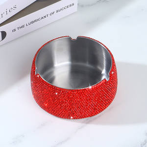 Cenicero multifunción de acero inoxidable con diamantes de imitación de cristal ostentosos de lujo, cigarros a prueba de viento, accesorios de decoración de cigarrillos - Product Image 5