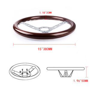 Volant de direction en acajou CRASTP de 15 pouces, 380 mm, 6 trous, volant de direction de voiture vintage en bois - Product Image 3