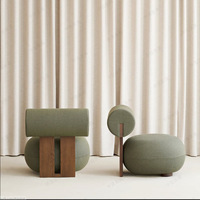 Fauteuil capitonné en bois massif, style moderne, luxe léger, couleur crème, pour salle à manger, salon, chaise de loisirs