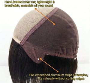 Peluca con Cierre de Encaje de Cabello Indio Remy 100% Natural, Liso Sedoso con Ondas, Base de Seda, Sin Caída - Product Image 3