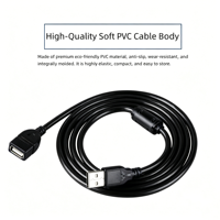 Kabel Ekstensi USB 2.0 Tipe-A Male Female OEM Likai dengan Inti Ferit 480Mbps Kecepatan Tinggi, Selubung PVC Fleksibel, Konduktor Padat