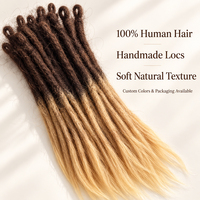 Extensions de dreadlocks pré-bouclées 100% cheveux humains, faites à la main, style caucasien, ombré brun à blond avec pointes lâches, vendues à l'unité