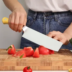 Профессиональный нож для резки овощей Tuobituo, 7 дюймов, из высокоуглеродистой нержавеющей стали, кованый кухонный нож для шеф-повара накири с желтой ручкой