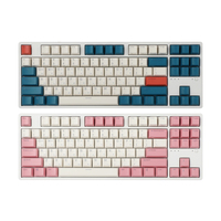 ABKO KN01C Keyboard Gaming Mekanik Cherry 87-Tombol Kabel USB Baru Warna Biru Laut/Pink RGB Backlit 30g/45g Pelat Aluminium TKL