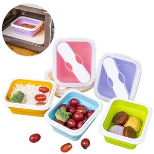 Household Eco Friendly Portable Foldable Silicone Bento Lunch <b>Box</b> With Spoon Silicone Food Bowl Food Storage <b>Container</b> <b>Box</b> - Product Image 1