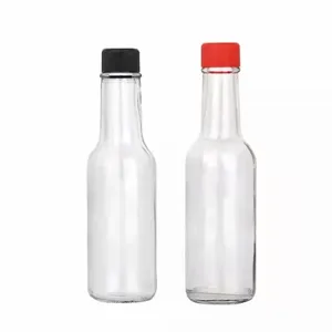 Botol Kaca Tabasco Kaca Bening 5Oz 150Ml Botol Kaca Woozy Saus Panas dengan Tutup Sekrup dan Sisipan Penitis