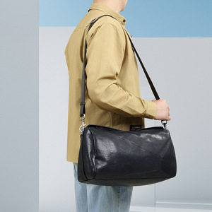 Bolso de Hombro Boston de Cuero Genuino para <span class=keywords><strong>Hombre</strong></span> y Mujer, Diseño Geométrico Moderno, Patchwork de Lujo, Logotipo Personalizado, Venta al Por Mayor, Moda Urbana Minimalista - Product Image 3