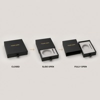 Boîte cadeau coulissante en carton noir mat avec dorure à chaud, impression personnalisée, rigide, robuste, recyclable, qualité supérieure, vente en gros, directement de l'usine