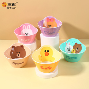 Brown Friends Melamine Divided Dinner Tray For Kids Rectangle Cartoon Design - Product Image 3