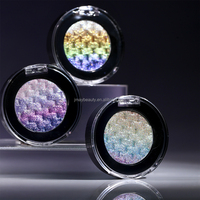 Palette de fards à paupières scintillants à 7 couleurs changeantes avec logo personnalisé, effet arc-en-ciel duochrome, palette de fards à paupières pressés individuels, étiquette privée