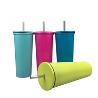 Gobelet en acier inoxydable à double paroi de 24oz de haute qualité avec grille en cristal pour tasses à café à couvercle clouté