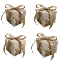 Hochzeits-Gastgeschenk Süßigkeiten-Boxen Dreieckige Braune Recycelbare Papier-Geschenkverpackung Schokoladenboxen mit Bändern für Geburtstagsfeiern