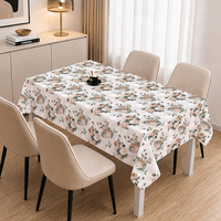 Nappe tissée RNPT à motif floral crème orange bavarois bleu clair, avec support PVC+PU, imperméable, anti-taches, jetable, résistante aux rayures
