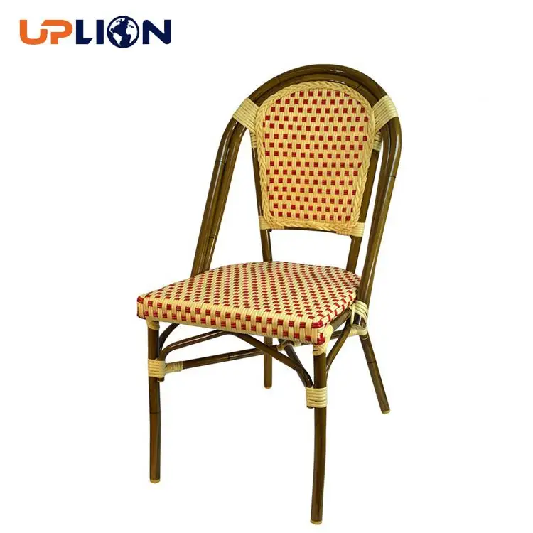 Chaise de café en rotin et osier au style français, meuble d'extérieur en bambou, de haute qualité, pour bistrot et salle à manger