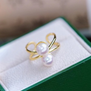 ขาตั้งเครื่องประดับเงินแท้ S925 สำหรับงาน DIY พร้อมลูกปัดกลมขนาด 8-10 มม. รุ่น 1866-ขาตั้งเปล่าสำหรับแหวนไข่มุกคู่ - Product Image 2