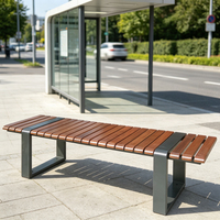 Banc moderne d'extérieur en acier inoxydable et bois massif à lattes pour écoles et hôpitaux, idéal pour patios, jardins, parcs – Sièges publics écologiques