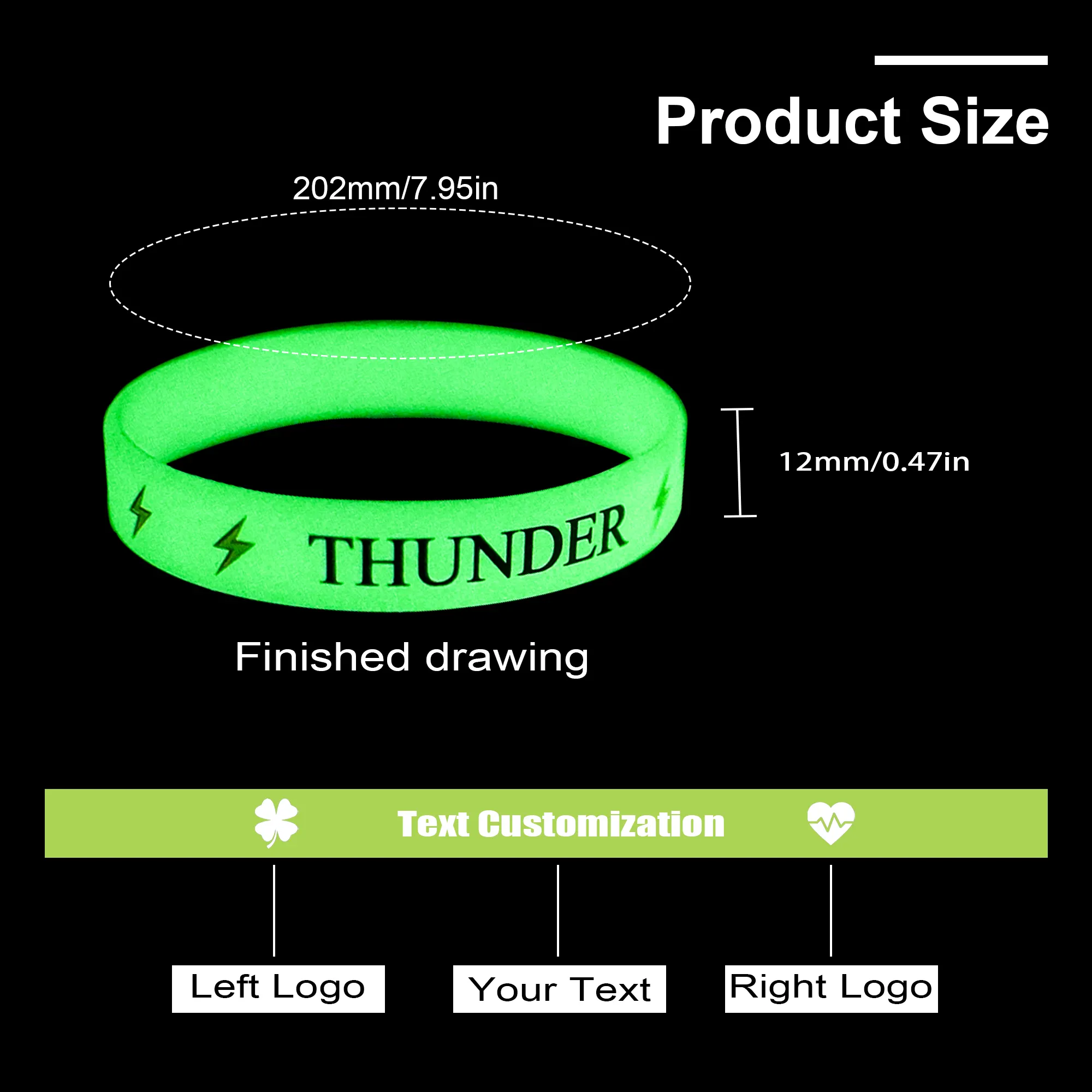 Custom Glow In Dark Wrist Bands Glowing Silicone Luminous Bracelet Custom Silicone Logo Glowing Wristbands With Message
